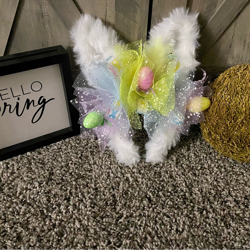 Furry white/multicolor Easter bunny’s ear’s